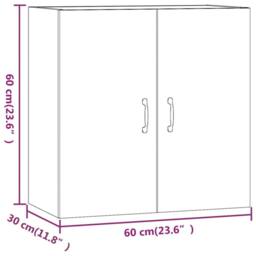 Berkfield Home Wall Cabinet Smoked Oak 60x31x60 cm Engineered Wood in Brown - Size: 60 x 31 x 60 cm - thumbnail 9