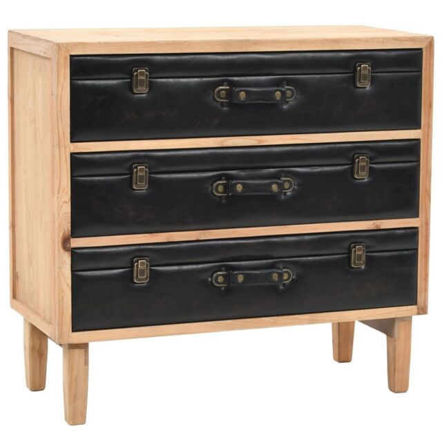 Berkfield Home Drawer Cabinet Solid Fir Wood 80x36x75 cm in Brown - Size: 80 x 36 x 75 cm - image 1