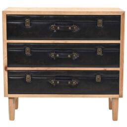 Berkfield Home Drawer Cabinet Solid Fir Wood 80x36x75 cm in Brown - Size: 80 x 36 x 75 cm - thumbnail 2