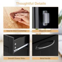 Gymax Tilt Out 70L Kitchen Garbage Holder Recycling Cabinet With 2 Drawers in Black - thumbnail 5