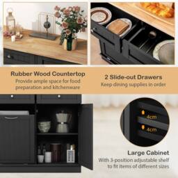 Gymax Tilt Out 70L Kitchen Garbage Holder Recycling Cabinet With 2 Drawers in Black - thumbnail 4