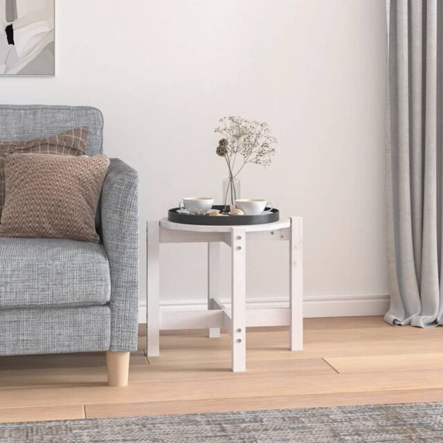 Berkfield Home Coffee Table White Ø 52.5x45 cm Solid Wood Pine - image 1
