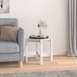 Berkfield Home Coffee Table White Ã˜ 52.5x45 cm Solid Wood Pine