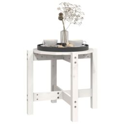 Berkfield Home Coffee Table White Ã˜ 52.5x45 cm Solid Wood Pine - thumbnail 4