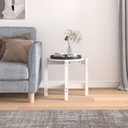 Berkfield Home Coffee Table White Ã˜ 52.5x45 cm Solid Wood Pine - thumbnail 3