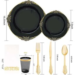VOGREX 175pcs Disposable Dinnerware Dining set for 25 People - thumbnail 2