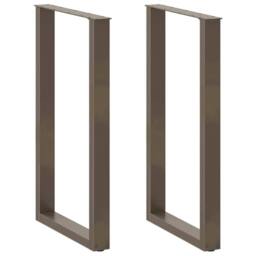 Berkfield Home Coffee Table Legs U-Shaped 2 pcs Natural Steel 60x(100-101) cm Steel in Brown - thumbnail 1