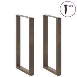 Berkfield Home Coffee Table Legs U-Shaped 2 pcs Natural Steel 60x(100-101) cm Steel in Brown - thumbnail 3