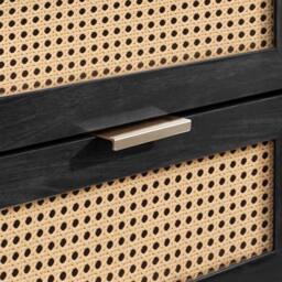 Birlea 2 Door 3 Drawer Rattan Sideboard Curved Cupboard Sark Storage Cabinet in Black - thumbnail 6