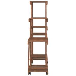 Berkfield Home Elegant Flower Stand with Wheels 110x25x101 cm Solid Wood Fir in Brown - Size: 110 x 25 x 101 cm - thumbnail 6
