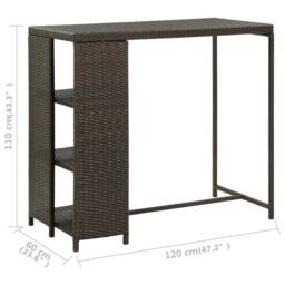 Berkfield Home Bar Table with Storage Rack Brown 120x60x110 cm Poly Rattan - Size: 120 x 60 x 110 cm - thumbnail 7