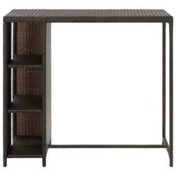 Berkfield Home Bar Table with Storage Rack Brown 120x60x110 cm Poly Rattan - Size: 120 x 60 x 110 cm