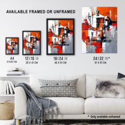 Artery8 Moka Coffee Pot Abstract Orange Grey Painting Framed Art Print - Size: A4 - thumbnail 3