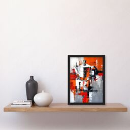 Artery8 Moka Coffee Pot Abstract Orange Grey Painting Framed Art Print - Size: A4 - thumbnail 4