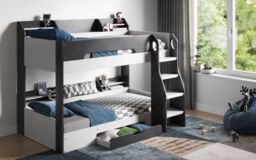 Flair Flick Bunk Bed with Storage in Grey - Size: Single - thumbnail 1