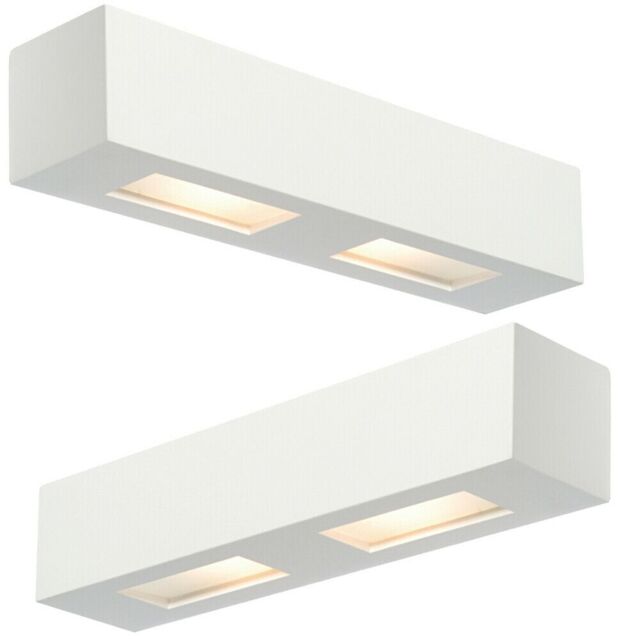 Loops 2 PACK Dimmable Twin Wall Light Primed White (ready to paint) Box Down Lamp - image 1
