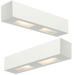 Loops 2 PACK Dimmable Twin Wall Light Primed White (ready to paint) Box Down Lamp