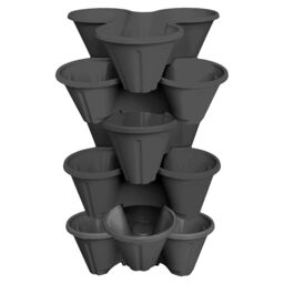 simpa Stackable Tri-Pot Plastic Strawberry Planters 6PC in Black - thumbnail 1