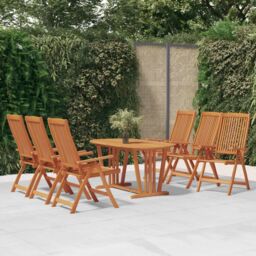 Berkfield Home Folding Garden Chairs 6 pcs Solid Wood Eucalyptus in Brown - thumbnail 1