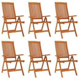 Berkfield Home Folding Garden Chairs 6 pcs Solid Wood Eucalyptus in Brown - thumbnail 2