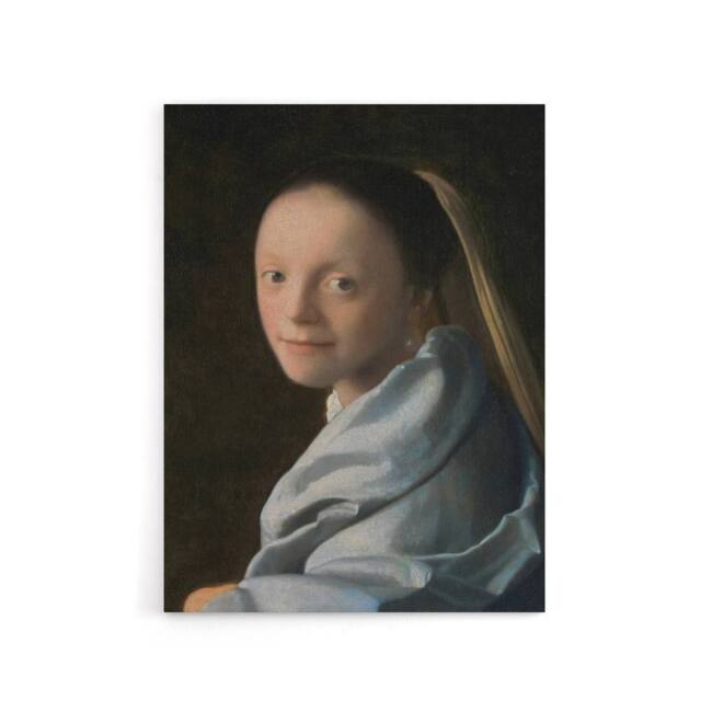 "Artery8 Study of a Young Woman Vermeer Vintage Canvas Wall Art in Black - Size: W18"" x H24""" - image 1