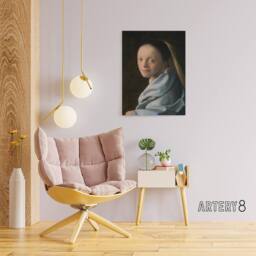 "Artery8 Study of a Young Woman Vermeer Vintage Canvas Wall Art in Black - Size: W18"" x H24""" - thumbnail 3