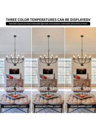 NIVOR 8 Light Dimmable Wagon Wheel Chandelier with Beaded Accents Adjustable in Black - thumbnail 3