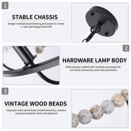 NIVOR 8 Light Dimmable Wagon Wheel Chandelier with Beaded Accents Adjustable in Black - thumbnail 7