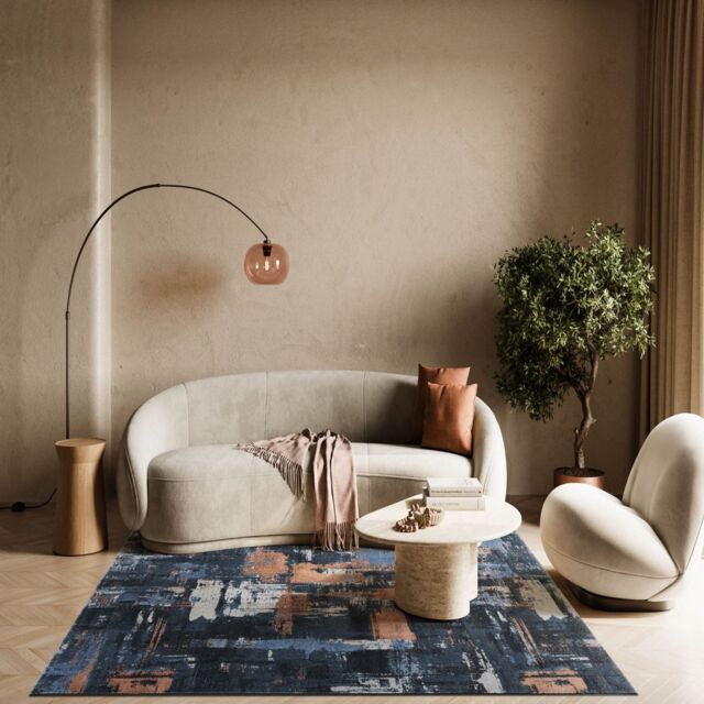 The Rug Shop UK Blue Rust Modern Abstract Easy To Clea Area Rug - Size: 160 cm x 230 cm - image 1