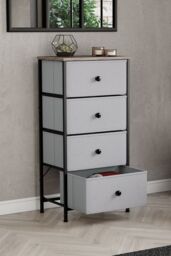 Home Discount Vida Designs Chorley 4 Drawer Chest Of Drawers UKFR Fabric Storage in Beige - thumbnail 2