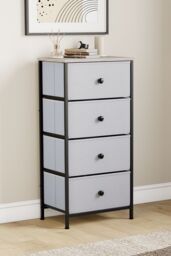 Home Discount Vida Designs Chorley 4 Drawer Chest Of Drawers UKFR Fabric Storage in Beige - thumbnail 8