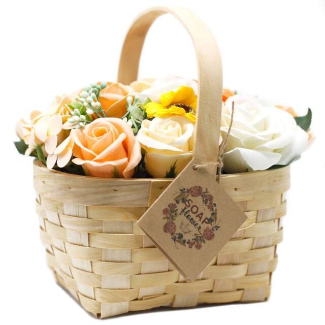Serenityy Large Orange Soap Flower Bouquet in Wicker Basket - image 1
