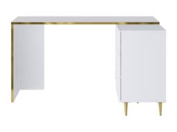 Vente-unique Corner Desk With Drawers & Recesses - Gloss White & Gold - thumbnail 2
