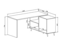 Vente-unique Corner Desk With Drawers & Recesses - Gloss White & Gold - thumbnail 8