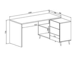 Vente-unique Corner Desk With Drawers & Recesses - Gloss White & Gold - thumbnail 9