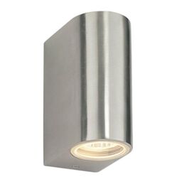 Netlighting Doron Outdoor Wall IP44 35W Brushed Alloy & Clear Glass 2 Light Dimmable IP44 GU10 in Grey