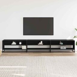 Berkfield Home TV Cabinet Black 270x40x46 cm Engineered Wood - Size: 270 x 40 x 46 cm - thumbnail 3