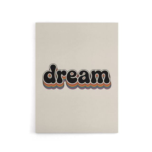 "Artery8 Dream Colourful Retro Rainbow Font Typography Canvas Wall Art Print in Beige - Size: W18"" x H24""" - image 1