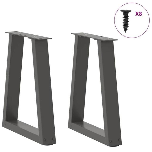 Berkfield Home Modern Dining Table Legs V-Shape 2 pcs Anthracite 28x(42-43.3) cm in Charcoal - image 1