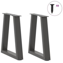 Berkfield Home Modern Dining Table Legs V-Shape 2 pcs Anthracite 28x(42-43.3) cm in Charcoal - thumbnail 1