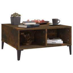 Berkfield Home Coffee Table Smoked Oak 60x60x30 cm Engineered Wood in Brown - Size: 60 x 60 x 30 cm - thumbnail 5