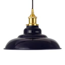 SE Home Navy Blue St Edmund's Pendant Light - Polished Brass - Black Round - thumbnail 4