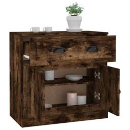 Berkfield Home Sideboard Smoked Oak 70x35.5x67.5 cm Engineered Wood in Brown - thumbnail 5