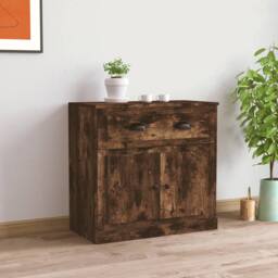Berkfield Home Sideboard Smoked Oak 70x35.5x67.5 cm Engineered Wood in Brown - thumbnail 2
