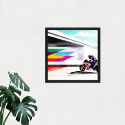 Artery8 Wall Art Print Moto GP Isle Of Man TT Superbike Motorbike Motorcycle Vibrant Modern Abstract Watercolour Painting Square Framed Picture 16X16 - thumbnail 2