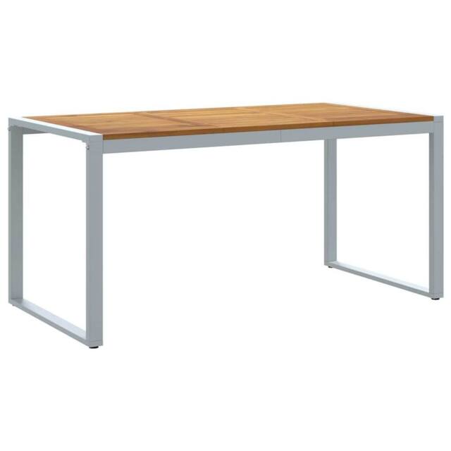 Berkfield Home Outdoor Dining Table Grey 160x80x75 cm Steel&Solid Wood Acacia - Size: 160 x 80 x 75 cm - image 1