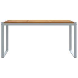 Berkfield Home Outdoor Dining Table Grey 160x80x75 cm Steel&Solid Wood Acacia - Size: 160 x 80 x 75 cm - thumbnail 5