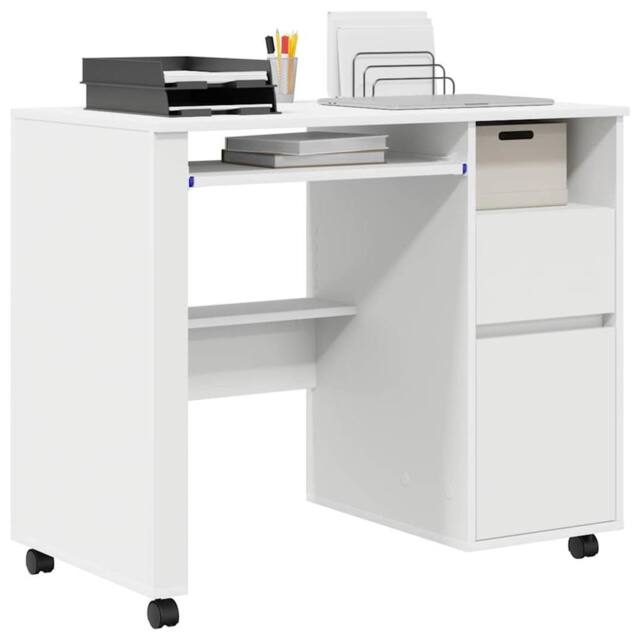 Berkfield Home White White Computer Desk with Drawers White MDF, Particle board - image 1