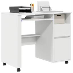 Berkfield Home White White Computer Desk with Drawers White MDF, Particle board