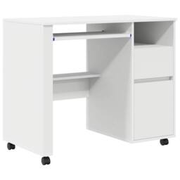 Berkfield Home White White Computer Desk with Drawers White MDF, Particle board - thumbnail 3